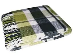 Плед вовняний Vladi Метро 200х220 біло-салат-темно-зелений 1 (202031)