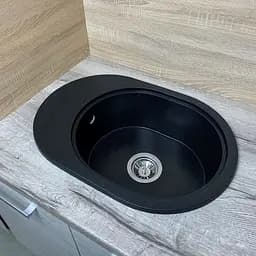 Кухонна мийка Adamant OVALE чорний металік 610x420x180 мм, з крилом 61 см - мініатюра 3