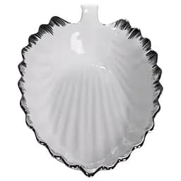 Порцелянове блюдо для сервірування стола у формі листя 37×18×5 (см) блюдо для подавання закусок Білий зі сріблом Yiwu 2552-1S