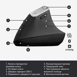 Бездротова миша Logitech MX Vertical Wireless (910-005448) - мініатюра 6