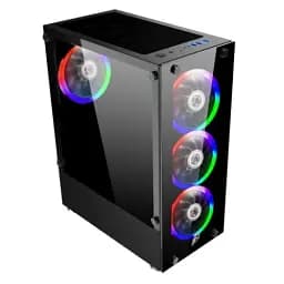 Корпус 1stPlayer V2-A-BK-4F1, Black, без БЖ, Midi Tower, ATX / Micro ATX / Mini ITX, 1xUSB 3.0 / 2xUSB 2.0, макс. CPU - 160 мм / VGA - 300 мм, 4x120 мм ARGB, бічна панель із загартованого скла - мініатюра 2
