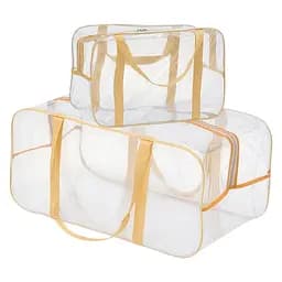 Набор прозрачных сумок в роддом: размер S 30х20х15 см + размер L 50х25х30 см (бежевые)