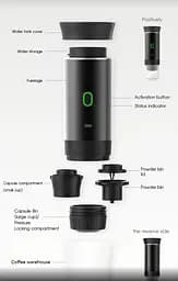 Портативна USB-кавоварка 3-в-1 для еспресо, капсул і меленої кави — компактна, бездротова, з підігрівом - мініатюра 4