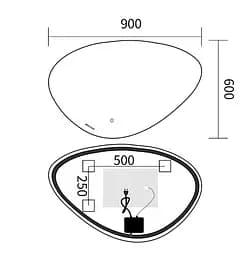 Дзеркало Mixxus Premium DIVERSE MA01-90x60-REVERSE (LED Touch, Anti-fog (3-6,5kK)) (MP6633) - мініатюра 5