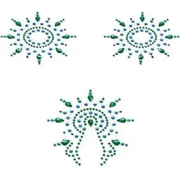 Пестіс з кристалів Petits Joujoux Gloria set of 3 - Green/Blue, прикраса на груди та вульву