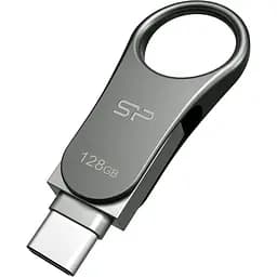 USB флеш-накопичувач Silicon Power Mobile C80 128GB USB-A + USB-C 3.2 Silver (SP128GBUC3C80V1S) [134979] - мініатюра 3
