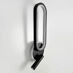 Бра в черном корпусе со светодиодным овальным кольцом и спотом 43х16 см Line F Арт. WJ035/2 BK