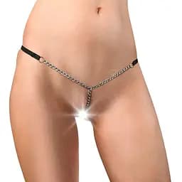 Сексуальные трусики с цепочкой Villa Silver черные XS-М
