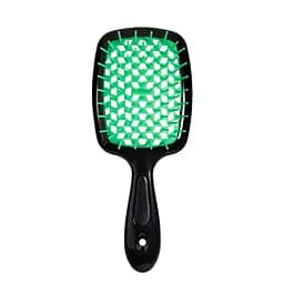 Щетка для волос массажная продувная Superbrush Plus Hollow Comb прямоугольная, Черная с розовым