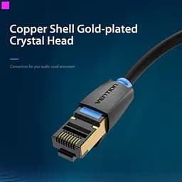 Патч-корд Vention CAT8 SSTP Ethernet 2 м Black (IKABH) - мініатюра 4