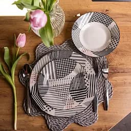 Столовий сервіз золотий на 6 персон 18 предметів набір фарфорових тарілок для сервірування столу сервіз тарілок Yiwu HP-HK-A3