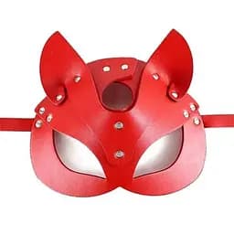 Маска кішки з екошкіри для рольових ігор One Size червона