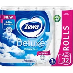 Туалетний папір Zewa Deluxe тришаровий 32 рулони білий