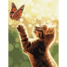 Картина за номерами "Кіт і метелик" ©art_selena_ua Ідейка KHO6615, 30х40 см