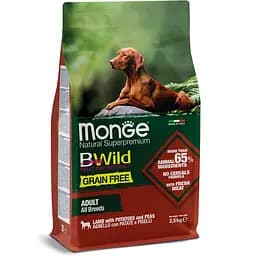 Беззерновий Сухий корм для дорослих собак усіх порід Monge BWild Adult з м'ясом ягняти 2.5 кг