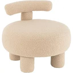 Пуф J-line на ножках со спинкой из ткани букле Бельгия светло-бежевого цвета (38660)