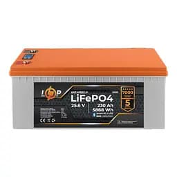 Акумулятор LP LiFePO4 25,6V - 230 Ah (5888Wh) (BMS 200A/100А) пластик LCD Smart BT