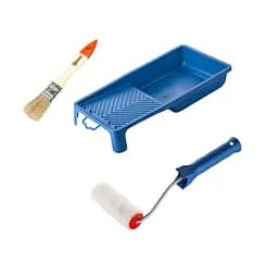 Валик "Велюр" 100х30 мм с ручкой, ванночка и кисточка "Стандарт" Polax (770-243)