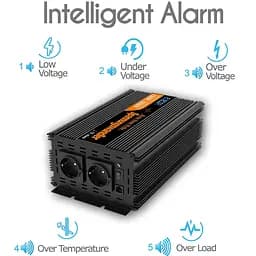 Інвертор перетворювач напруги Edecoa Spannungswandler 12-230v 2500/5000w чистий синус (пульт дистанційного керування) - мініатюра 3