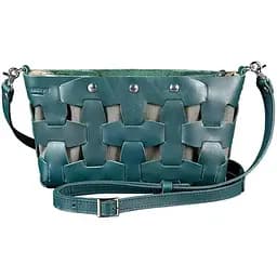 Шкіряна плетена жіноча сумка Пазл S зелена Krast