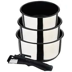 Набір ковшів Bergner Click & Сook зі знімною ручкою сріблястий з чорним (BG-32293-MM)