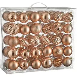 Ялинкові кулі та прикраси House of Seasons пластикові 6/7 см 60 шт. персикові (8720967923830)