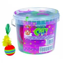 Іграшка для котів TatraPet М'ячик різнокольоровий з пір'ям 3-7 см 18 шт.