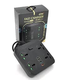 Сетевой фильтр TB-Т18, 4 розетки + 2 USB+ PD, 2 м, сечение 3х0,75мм, 3000W, Black - мініатюра 2