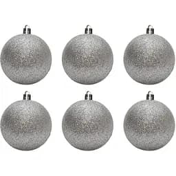Набір ялинкових куль Linhai 6 шт D8 см сріблястий гліттер пластик (892319)
