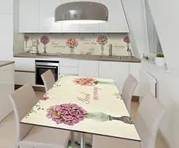 Вінілова наклейка на стіл Be happy самоклеюча букети написи Квіти Бежевий 65х120 см Happy Pocket Z181681