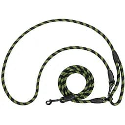 Поводок для собак Barksi Свободные руки светоотражающий 180х0.6 см черно-салатовый