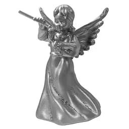 Новорічна підвіска MIS LT Янгол з сопілкою великий 6х4,5х10 см срібний