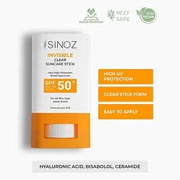 Стік для обличчя сонцезахисний Sinoz Invisible Clear прозорий SPF50+ 15 г - мініатюра 2