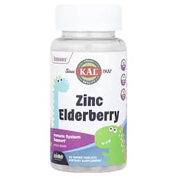 Цинк та екстракт бузини KAL Dinosaurs Zinc Elderberry, 90 таблеток для підтримки імунної системи