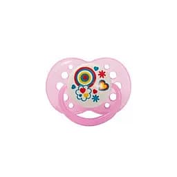 Пустышка силиконовая Lindo Цветочки, круглая, 0-6 мес., розовый (А 31/0-6 гол)