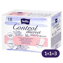 Урологические прокладки Bella Control Discreet Micro 1+1=3 54 шт. (3 уп. х 18 шт.)