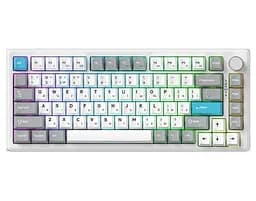 Клавиатура игровая механическая GamePro MK-266-WH Asgard Yord Keychron Super Red Switch Bluetooth 5.2/2.4 ГГц/USB White - мініатюра 1