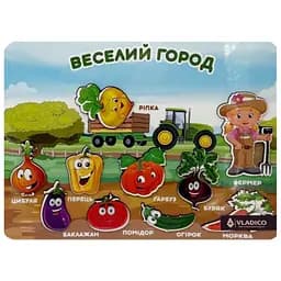 Дерев'яний пазл-вкладиш "Веселе місто" Vladico 3240-05-008 розмір 33х25 см