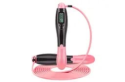Скоростная скакалка со счетчиком EasyFit черный-розовый