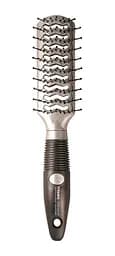 Масажна щітка для волосся Titania з прогумованою ручкою, 9 рядів, сріблястий (1764)