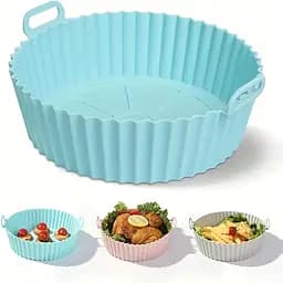 Кругла силіконова форма для аерогрилю, духовки та мультипечі 22х22 см, Kitchen Master Зелений 87961 - мініатюра 4