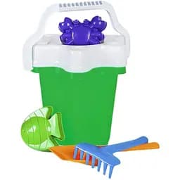 Пісочний набір Bamsic 012/5G з відерцем Квіточка-2 яскравий комплект із 6 елементів для ігор на вулиці, зелений