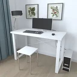 Письмовий стіл Ferrum-decor Драйв 750x1400x600 Білий метал ДСП Біле 32 мм (FRD-103352) - мініатюра 2