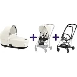 Люлька Cybex Mios Lux Off White + Текстиль для прогулянкового блоку Cybex Mios Off White + Шасі для коляски Cybex Mios LS RBA Chrome Black