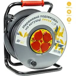 Подовжувач на котушці PowerPlant 50 м, 3x2.5мм2, 16A, 4 розетки, 100% мідь (JY-20022/50)