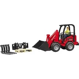 Іграшкова машинка Bruder Міні-навантажувач Schaffer Compact 2630 з фігуркою та аксесуарами 1:16 (02191)