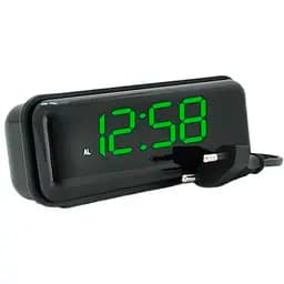 Електронний годинник Voltronic VST738G з будильником живлення від кабелю 220 В Green Light