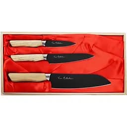 Набір із 3-х кухонних ножів Satake 9/13,5/17 см Чорно-коричневий 000279710