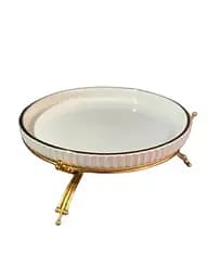 Керамическое блюдо 1573B для сервировки с декоративной подставкой 25 см