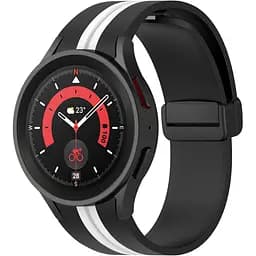 Ремінець для Samsung Galaxy Watch 4 Classic 46mm - чорно-білий ширина кріплення 20мм силікон Watchbands Cls-line-black (W35-8WB87751991)